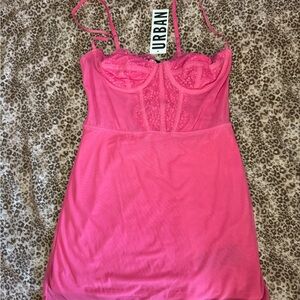 Pink Lace Bustier Dress